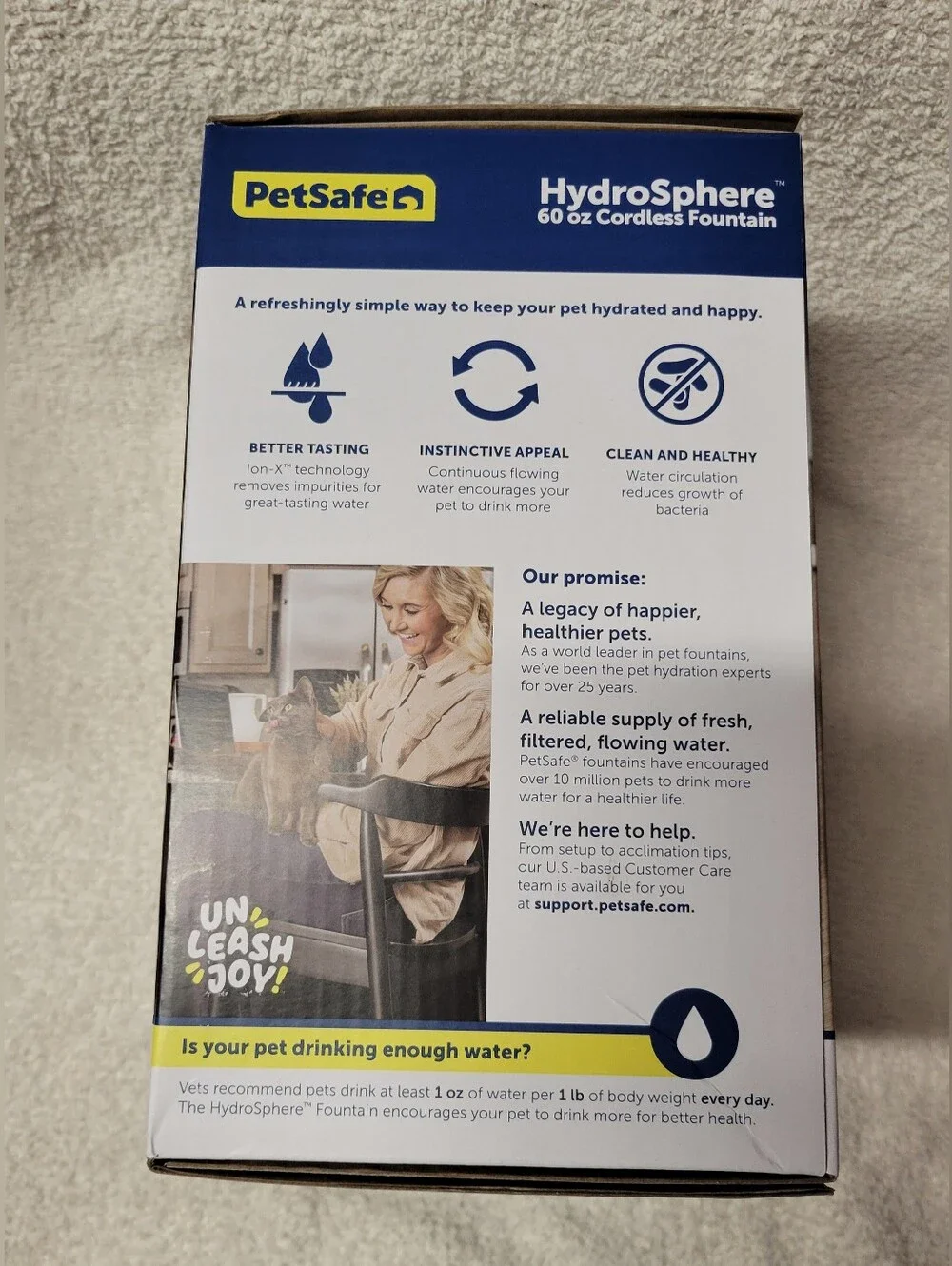 PetSafe HydroSphere Cordless Dog Cat Stainless Steel Fountain 60 oz White NEW